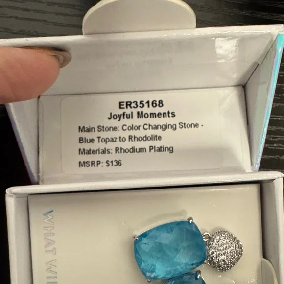 Dazzling Blue and Silver Earrings - Picture 4 of 4